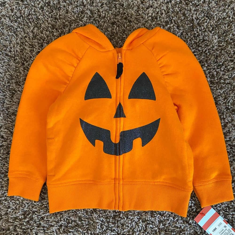 Pumpkin Zippered Jacket with Hood